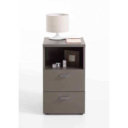 Paris Prix - Table De Chevet 2 Tiroirs "Macom" 61cm Gris