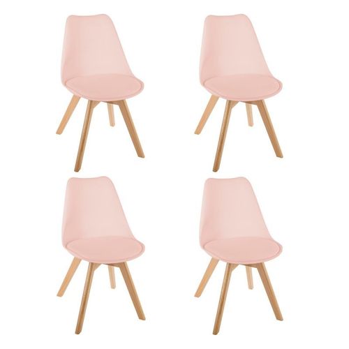 Lot De 4 Chaises Scandinave "Baya" 81cm Rose Poudré