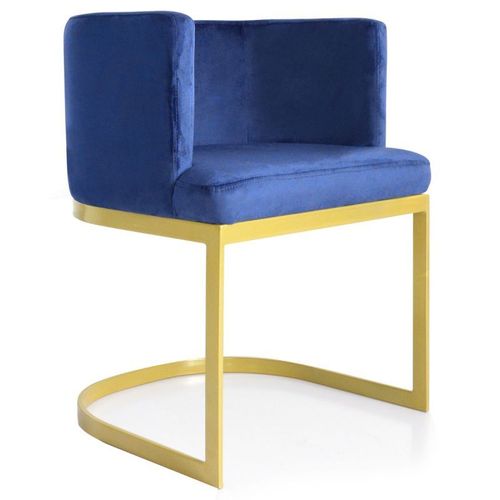 Paris Prix - Chaise Design En Velours "Noemy" 75cm Bleu