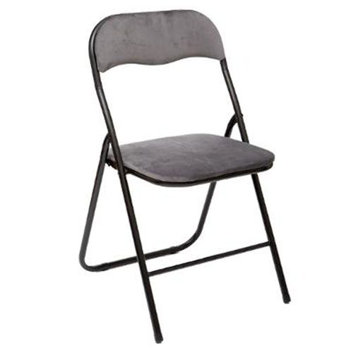 Chaise Pliante En Velours "Basic" 79cm Gris