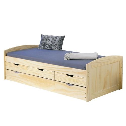 Lit Banquette Enfant Bois "Rob" 90x200cm Naturel