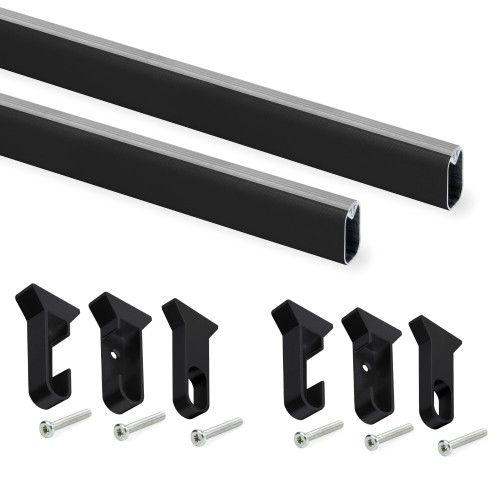 2 rails de penderie avec supports - longueur 1150 mm - aluminium noir EMUCA