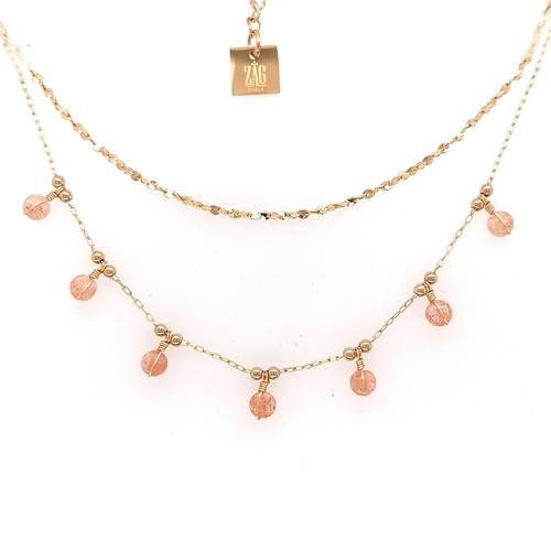 Collier Zag Bijoux Acier Doré Pierre De Soleil