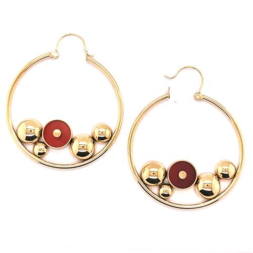 Boucles D'oreilles Zag Bijoux Cornaline Acier Doré