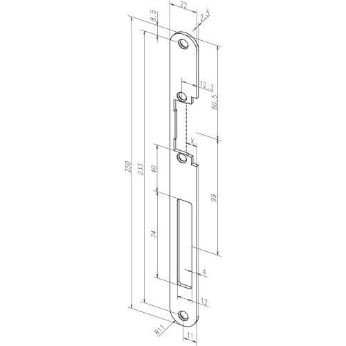 Têtière de gâche électrique - pour dormants bois - longue - 82B35 EFF EFF
