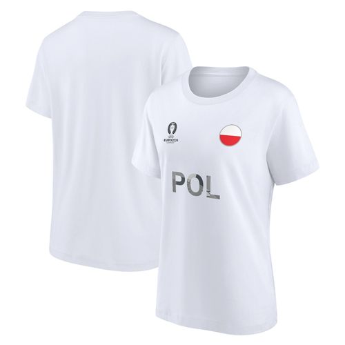 T-Shirt Uefa Euro 2024 Pologne Drapeau National Graphique - Blanc - Femme