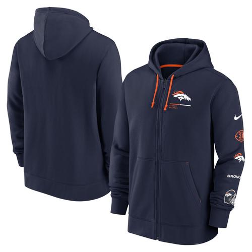 Sweat À Capuche Entièrement Zippé Nike Bleu Marine Denver Broncos Surrey Pour Hommes