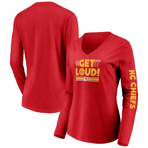 T-Shirt Rouge À Manches Longues Et Col En V De La Collection Hometown Des Chiefs De Kansas City Fanatics Pour Femmes