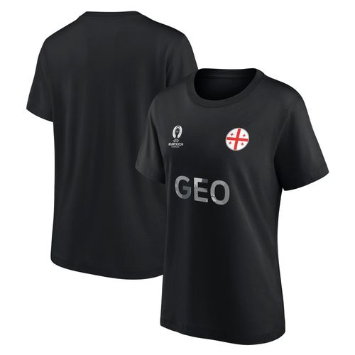 T-Shirt Uefa Euro 2024 Géorgie Drapeau National Graphique - Noir - Femme