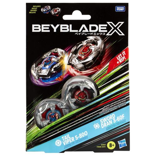 Beyblade X Dual Pack de toupies Tail Viper 5-80O et Sword Dran 3-60F