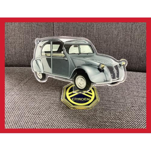 Figurine Acrylique Pvc Voiture Car Collection Chevrons Citroën 2cv Deuche 1958 Deudeuche Deux Pattes Avec Support Logo