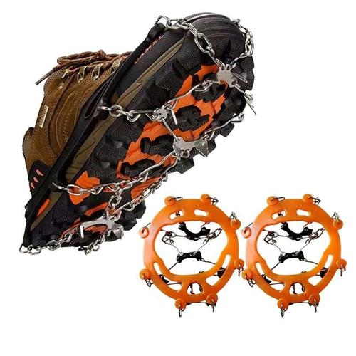 Chaussures De Randonnée Crampons À Glace De Traction Poignées À Neige Avec 8 Pointes Pour La Marche, Le Jogging, L'escalade Et La Randonnée Orange