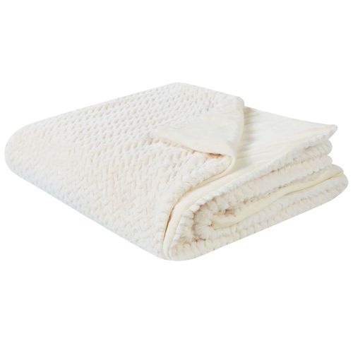 Couvre-Lits Surmi Fourrure Synthétique 200 X 220 Cm Blanc Cassé