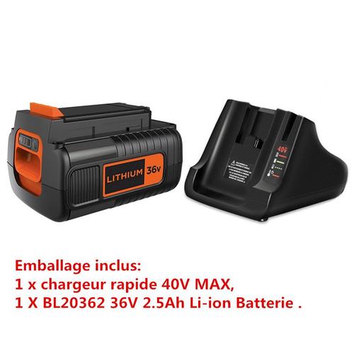 BL20362 36V 2.5Ah Li-ion Batterie de Remplacement + Chargeur de Rechangepour Black & Decker 36V BL20362 LBX2040 LBX36 LBXR36 LBXR2036