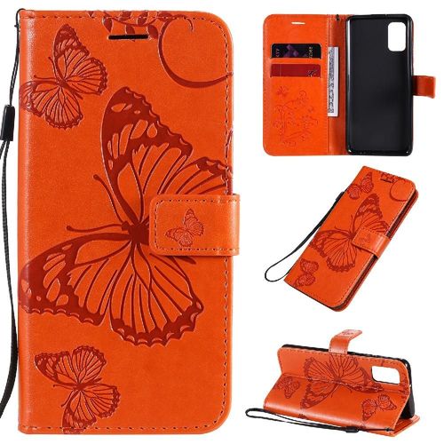 Flip Étui Pour Samsung Galaxy A41 Couverture Magnétique Flip Kickband Couverture Antichoc Avec Support De Fente Pour Carte Cuir Pu - Orange