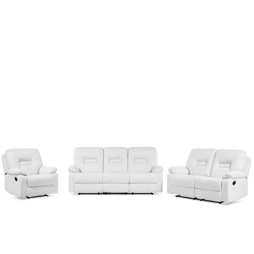 Ensemble Canapés Et Fauteuil En Cuir Pu Blanc 6 Places Bergen