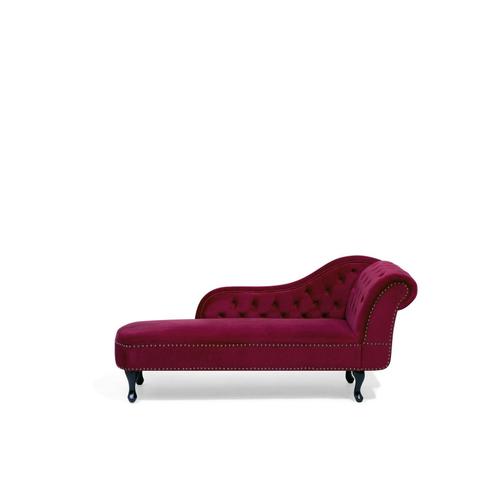 Méridienne Chesterfield Côté Droit En Velours Rouge Nimes