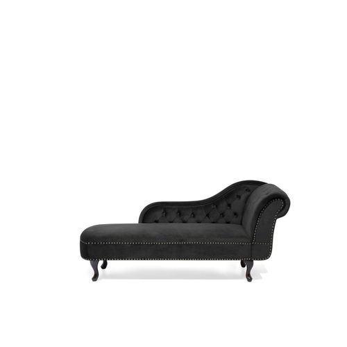 Méridienne Chesterfield Côté Droit En Velours Noir Nimes