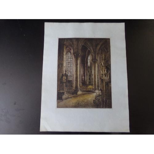 Gravure Interieur D Une Cathedrale 32 X 25 Cm