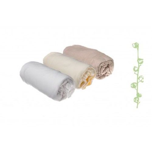 Lot De 3 Draps Housse Coton Bio - 60x120 - Noisette Blanc Écru