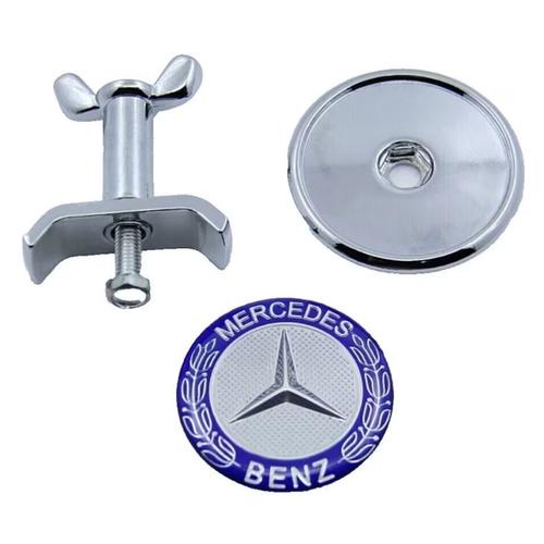 Emblème De Capot Mercedes-Benz W204 W211 C S Classe E Bleu Et Chrome 44mm Logo