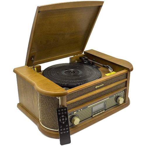 Roadstar HIF-1993BT HiFi rétro Bois avec Tourne-disques (Bluetooth, FM, CD) Couleur Bois