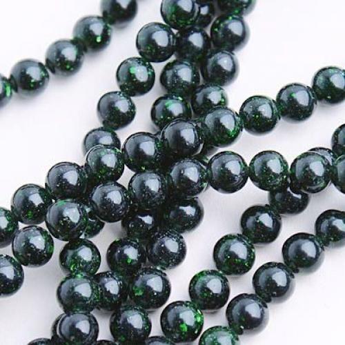 6mm Vert Goldstone Perles Rondes En Vrac 14 Pouces