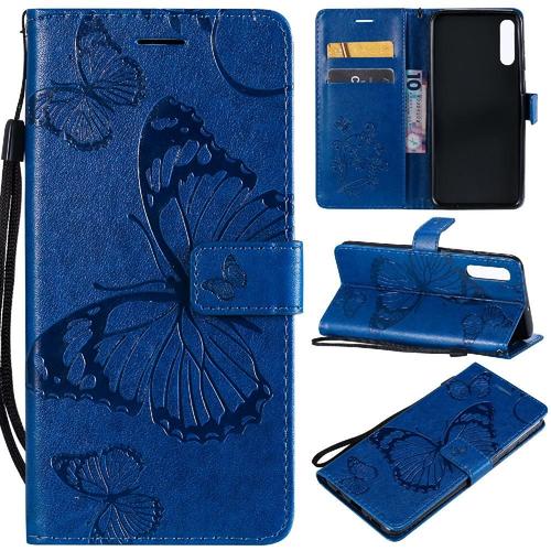 Étui Pour Samsung Galaxy A50/A50s/A30s Avec Support De Fente Pour Carte Couverture Magnétique Cuir Pu Flip Kickband Couverture Antichoc - Bleu