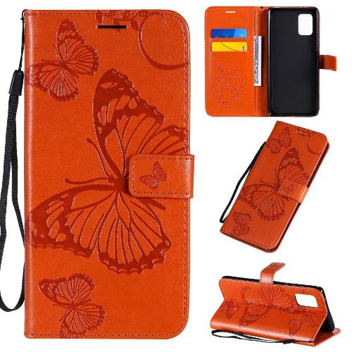 Étui Pour Samsung Galaxy A71 5g Avec Support De Fente Pour Carte Couverture Antichoc Cuir Pu Flip Kickband Couverture Magnétique - Orange