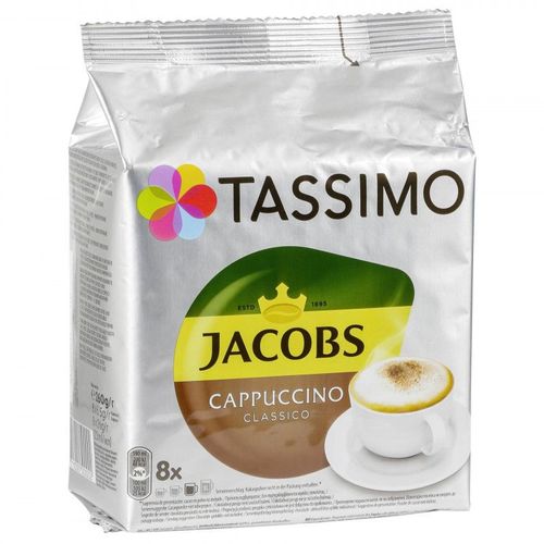 Tassimo Jacobs Cappuccino, Rainforest Alliance Vérifié, 16 T-Discs (8 Portions)