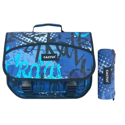 Cartable scolaire double compartiment & trousse offerte Cactus sans roulettes