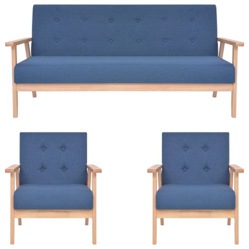 Vidaxl Ensemble De Canapés 3 Pcs Tissu Bleu