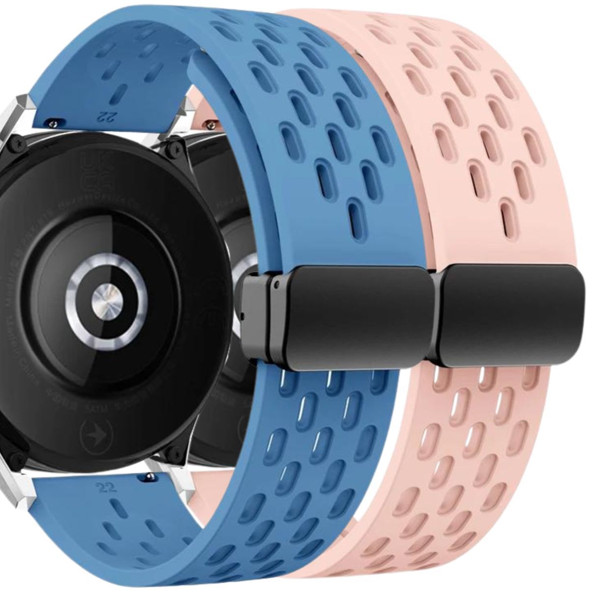 Pack 2x Bracelets Snapflow Pour Garmin Venu 3s Bleu Et Rose