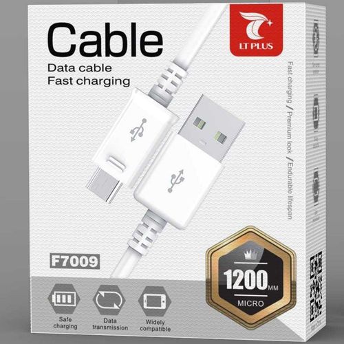 Câble microUSB blanc 1,2m 2.4A de LT-Plus
