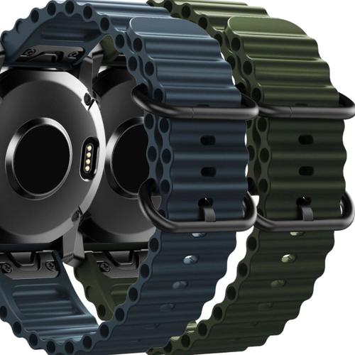 Pack 2x Bracelets Ocean Waves Pour Garmin Fenix 5 Plus Bleu Et Vert