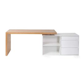 Bureau Design Modulable Blanc Brillant Et Frêne New Max