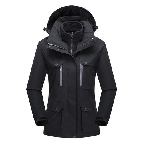 Veste Imperméable 3 En 1 Hiver Femme Exterieur Doublure Polaire Blouson À Capuche Chaud Pour Camping Randonnée