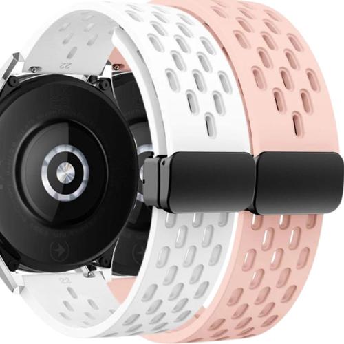 Pack 2x Bracelets Snapflow Pour Garmin Venu 2s Blanc Et Rose