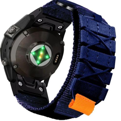 Bracelet Militaire Nylon Pour Garmin Fenix 6 Sapphire Gps Bleu