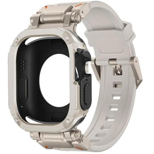 Pack Coque 360 + Bracelet Adventurer Apple Watch Series 4 44mm Blanc Et Titane