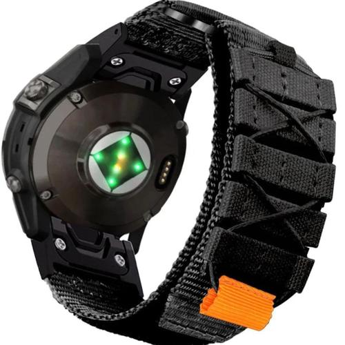 Bracelet Militaire Nylon Pour Garmin Fenix 6 Sapphire Gps Noir