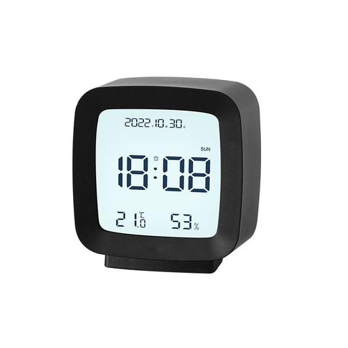 2pcs blanc et noir horloge minimaliste petit reveil pratique enfants etudiants chevet horloge de temperature et d¿humidite