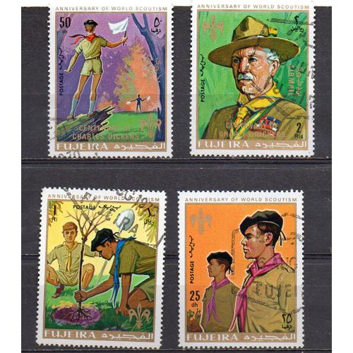 Fujeira- Série De 4 Timbres Oblitérés- Scoutisme