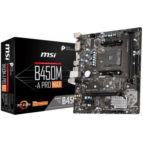 MSI B450M-A PRO MAX - Carte-mère - micro ATX - Socket AM4 - AMD B450 Chipset - USB 3.2 Gen 1 - Gigabit LAN - carte graphique embarquée (unité centrale requise) - audio HD (8 canaux)