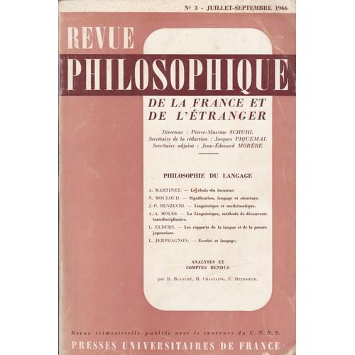 Revue Philosophique N° 3 Juillet Septembre 1966