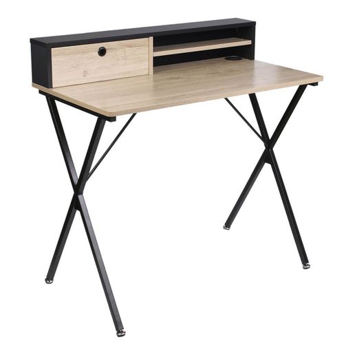 Cahill - Bureau Multi-Rangement Effet Bois Et Noir