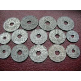 10 Et Vingt Centimes (Petit Et Grand Module En Zinc) Lot De 14 Monnaies Differentes
