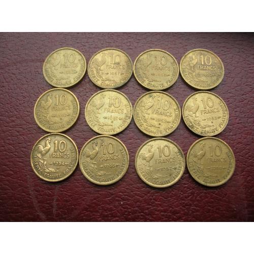 Pièces De 10 Francs Guiraud (Série Pratiquement Compléte 12 Monnaies)
