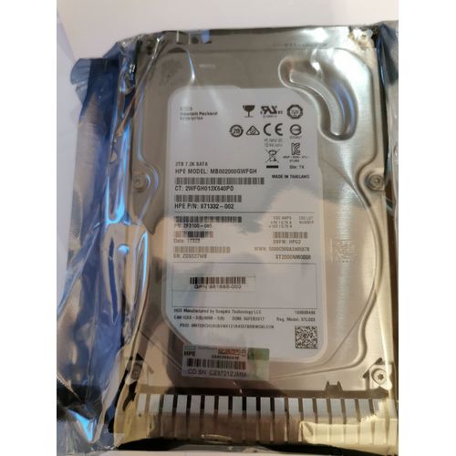 Disque dur HPE 2 To 7,2k Sata 6g MB002000GWFGH