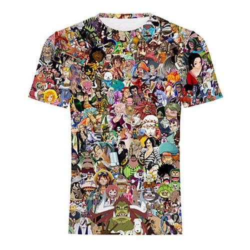 One Piece T-Shirt Hommes Imprimé Luffy Ace À Col Rond Tee Shirt Homme À Manches Courtes T-Shirt Femme De Marque Zs306062